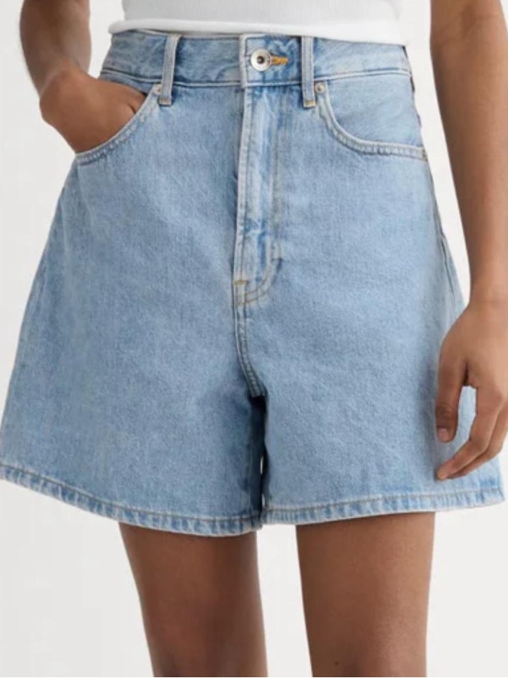 Everlane Light Blue A-Line Mom Denim Shorts